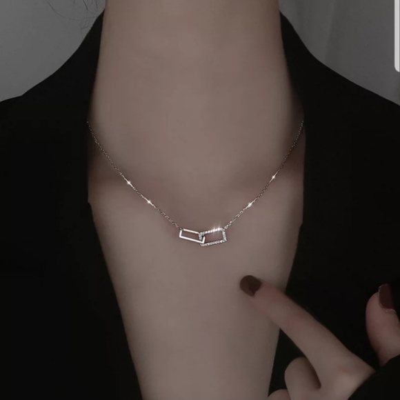 New 925 sterling silver shiny rectangle necklace! - Picture 5 of 5